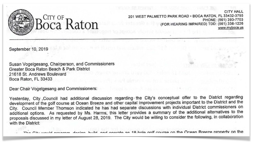 Letter to BPD from City Manager