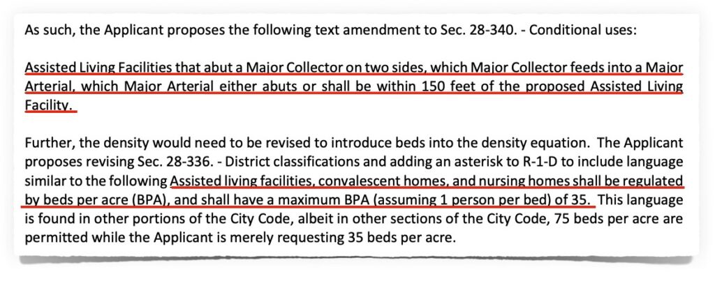 Park Square Zoning Change excerpt from the Site Plan Approval: Park Square - Senior Living Facility Project Narrative