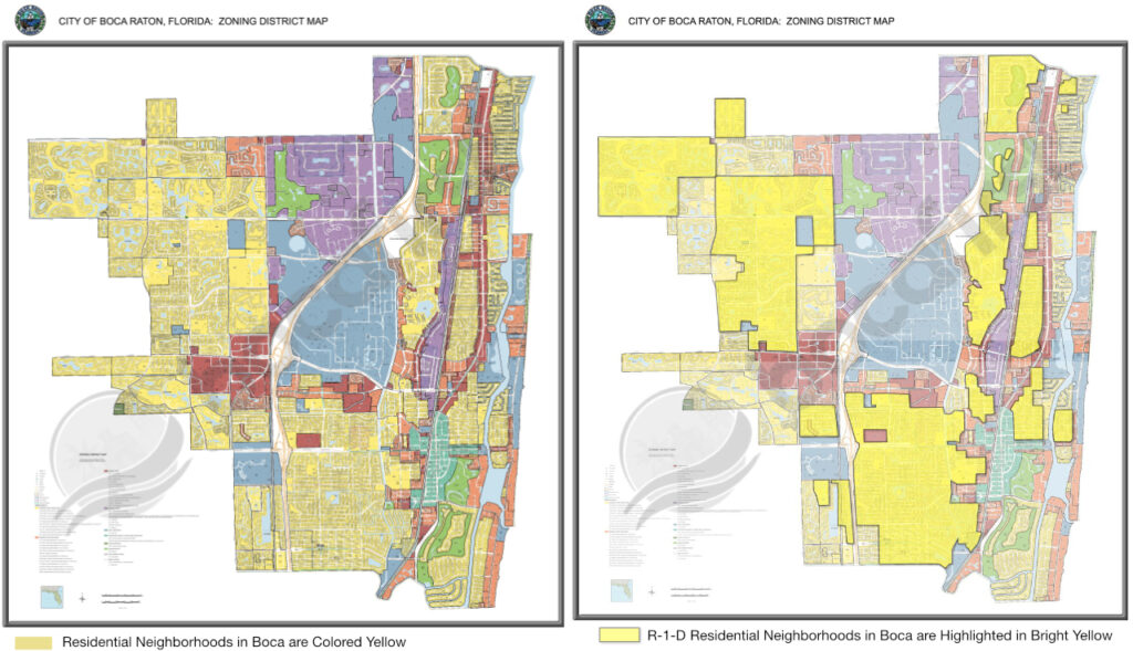 Boca Residential Zones side by Side with R-1-D Residential zones