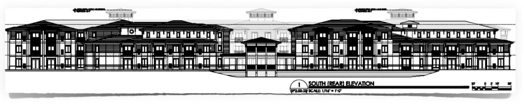 Park Square South Elevation with mean average height of 46'