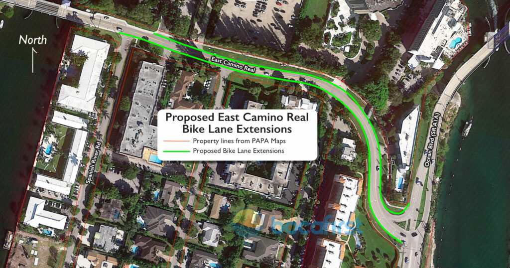 Proposed East Camino Real Bike Lane completion to A1A