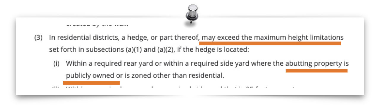 Sec 28-1356 of City Code seems to allows these hedges